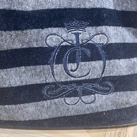 Juicy Couture Vintage Velour Navy Stripe Handbag Purse Tote - Picture 2 of 7
